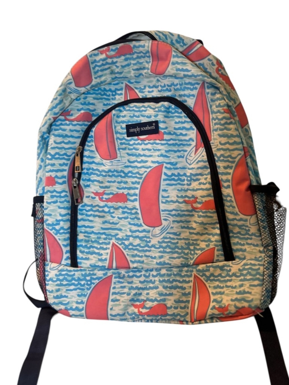 Simply Southern Coral Sailboat & Aqua Whale Backpack